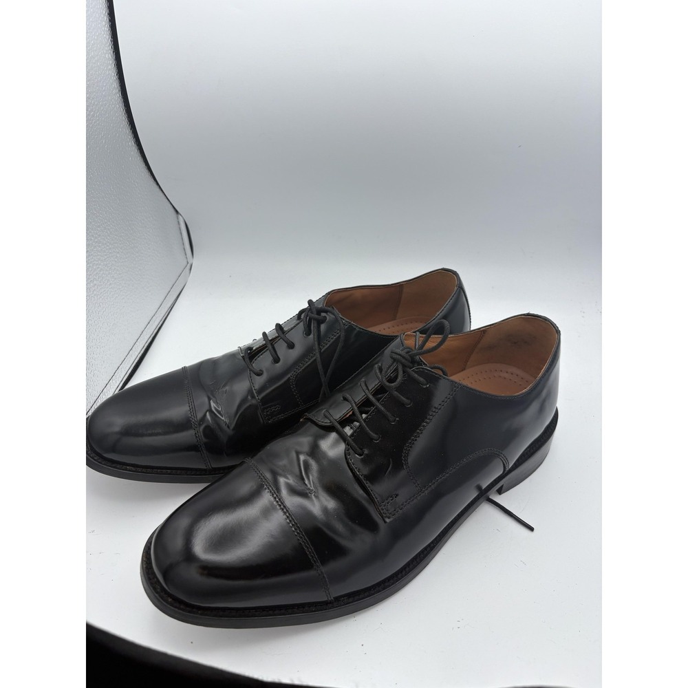 Bostonian Shoes Mens Size 12 Black Leather Cap Toe Lace Up Oxford Dress Comfort